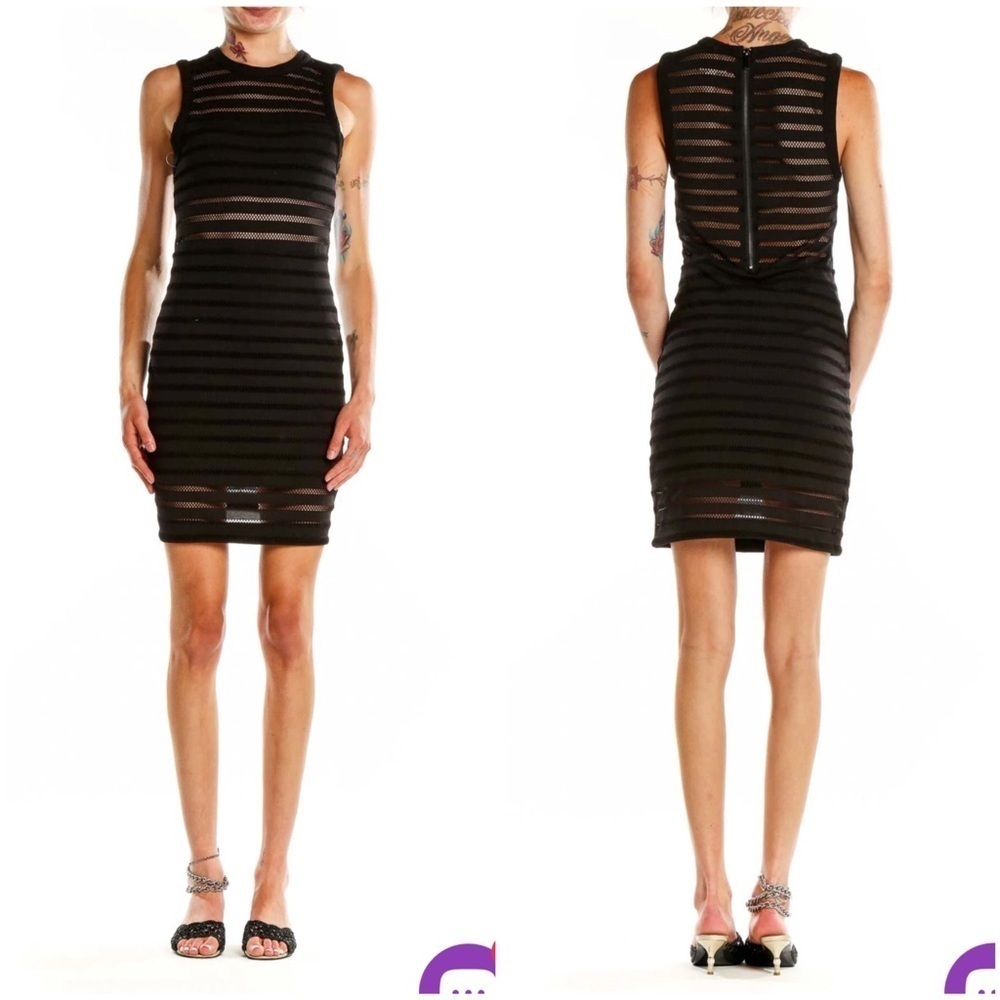 ANTHROPOLOGIE SILENCE + NOISE Mesh Stripe Sleeveless Bodycon Mini Dress Size L
